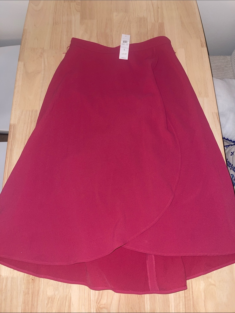 Ann Taylor Raspberry Asymmetrical Wrap Skirt